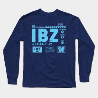 Vintage Ibiza IBZ Airport Code Travel Day Retro Travel Tag Spain Long Sleeve T-Shirt